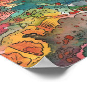 Abstracte regenboogWaterverf en Pen gemengd media  Poster (Hoek)