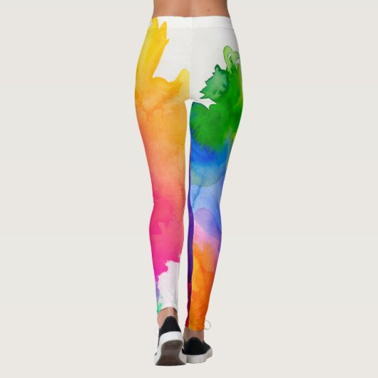 Abstracte regenboogWaterverf Leggings (Achterkant)