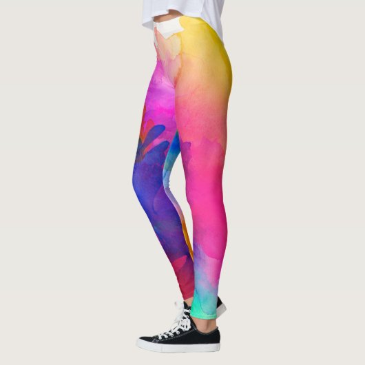 Abstracte regenboogWaterverf Leggings (Links)