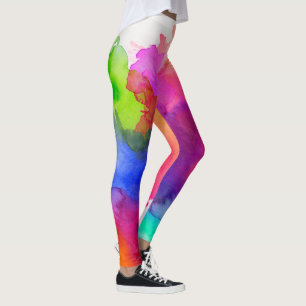 Abstracte regenboogWaterverf Leggings