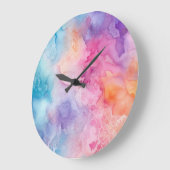 Abstracte regenboogwolken aquarel grote klok (Hoek)
