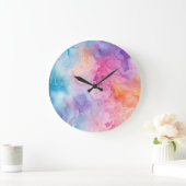 Abstracte regenboogwolken aquarel grote klok (Huis)