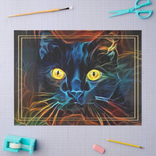 Abstracte regenboogzwarte kat - loskoppeling tissuepapier (Craft)