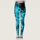 Abstracte rendie moderne brandlucht leggings<br><div class="desc">Abstracte moderne Aqua Blue Flames zien er geweldig uit als ze over deze leggings dansen</div>