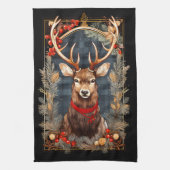 Abstracte rendieren gewei rode en groene dennen theedoek (Verticaal)