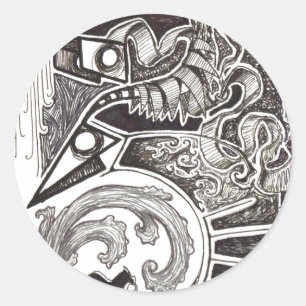 Abstracte reptielen ronde sticker