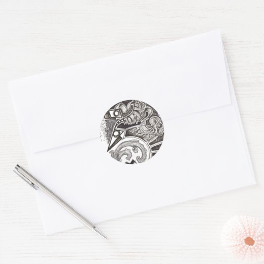 Abstracte reptielen ronde sticker (Envelop)