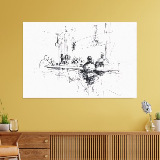 Abstracte restaurant scene - canvas afdruk (Insitu (Woonkamer))