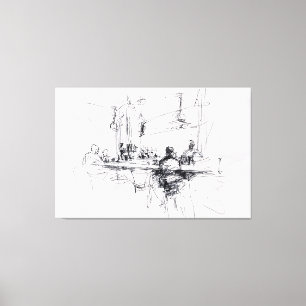 Abstracte restaurant scene - canvas afdruk