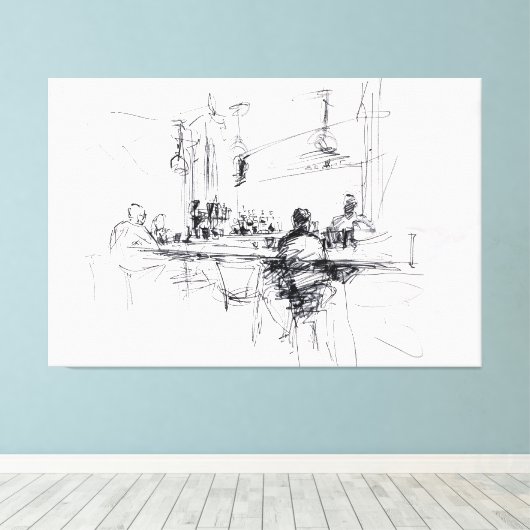 Abstracte restaurant scene - canvas afdruk (Insitu (Houten vloer))