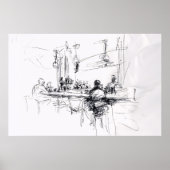 Abstracte restaurant scene - poster (Voorkant)