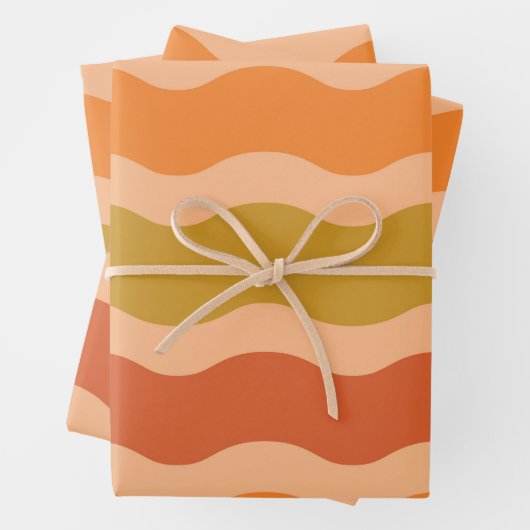 Abstracte retro 70s groovy funky waves inpakpapier vel (In situ)