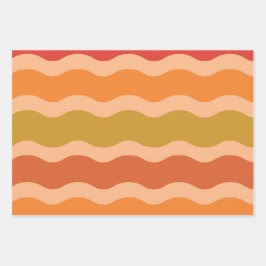 Abstracte retro 70s groovy funky waves inpakpapier vel