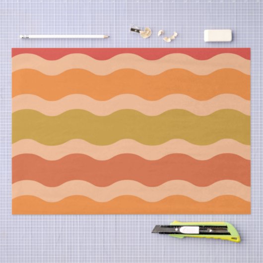 Abstracte retro 70s groovy funky waves tissuepapier (Craft)