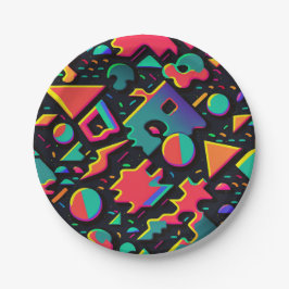 Abstracte Retro 80s 90s Thema Party Borden Papieren Bordje