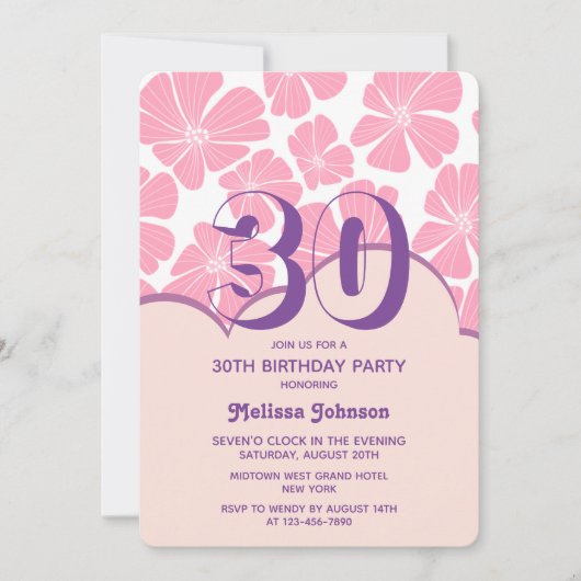 Abstracte Retro Anjer Roze Kamille Verjaardag Kaart (Voorkant)