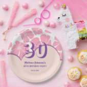 Abstracte Retro Anjer Roze Kamille Verjaardag Papieren Bordje (Feest)