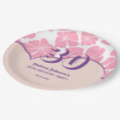 Abstracte Retro Anjer Roze Kamille Verjaardag Papieren Bordje (Gekanteld)