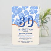 Abstracte Retro Blauwe Kamille Bloem Verjaardag Kaart (Staand voorkant)