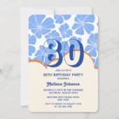 Abstracte Retro Blauwe Kamille Bloem Verjaardag Kaart (Voorkant)