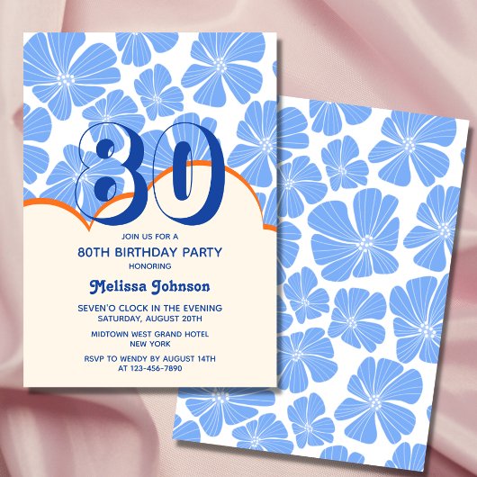 Abstracte Retro Blauwe Kamille Bloem Verjaardag Kaart