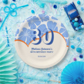 Abstracte Retro Blauwe Kamille Bloem Verjaardag Papieren Bordje (Feest)