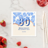 Abstracte Retro Blauwe Kamille Bloem Verjaardag Servet (Insitu)