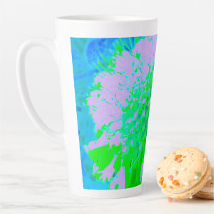Abstracte retro bloem in lavendel en limoengroen latte mok