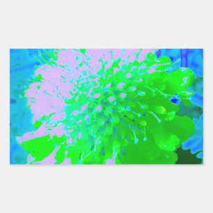 Abstracte retro bloem in lavendel en limoengroen rechthoekige sticker