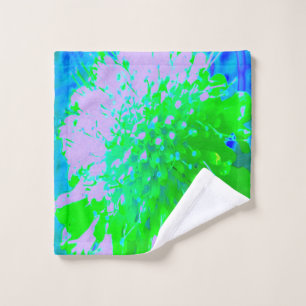 Abstracte retro bloem in lavendel en limoengroen washandje