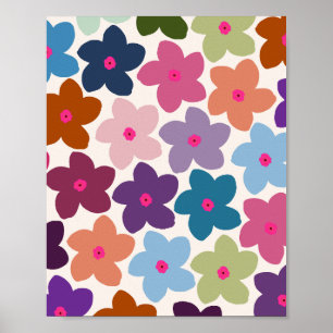 Abstracte Retro Bloem Kleurrijk Poster