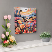 Abstracte retro bloemen ronde klok