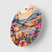 Abstracte retro bloemen ronde klok (Hoek)