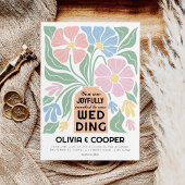 Abstracte Retro Boho Chic Kleurrijke Bloemenbruilo Kaart