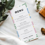 Abstracte Retro Boho Chic Kleurrijke Bloemenbruilo Menu<br><div class="desc">Abstracte Retro Boho Chic Kleurrijke Bloemen Wedding Menu Maak je klaar om te groeven met deze Abstracte Retro Boho Chic Kleurrijke Bloemen Wedding Menu! Met ver uit de jaren 70 geïnspireerde bloempatronen en een levendig, abstract ontwerp, is deze uitnodiging de perfecte mix van retro en boho chic. Ideaal voor een...</div>