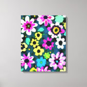 Abstracte Retro Boho Spring Flowers Viva Magenta Canvas Afdruk (Voorkant)