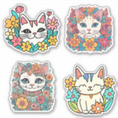 Abstracte Retro Cat Collectie Waterdicht Sticker (Voorkant)