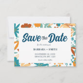 Abstracte Retro Charm Bright Bold Wildflower Save The Date (Voorkant)