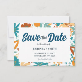 Abstracte Retro Charm Bright Bold Wildflower Save The Date