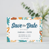 Abstracte Retro Charm Bright Bold Wildflower Save The Date (Staand voorkant)