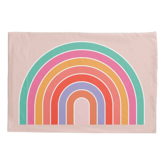 Abstracte Retro Colorful Rainbow Kussensloop (Achterkant)