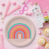 Abstracte Retro Colorful Rainbow Papieren Bordje (Feest)