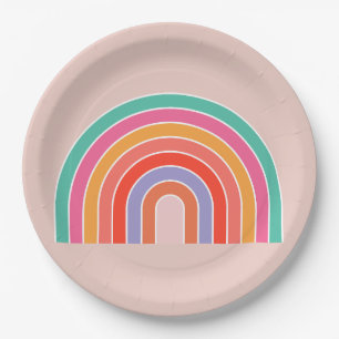 Abstracte Retro Colorful Rainbow Papieren Bordje
