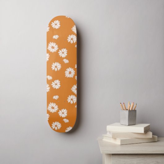 Abstracte Retro Daisy Floral Pattern 70s 80s Hippi Persoonlijk Skateboard (Muurkunst)