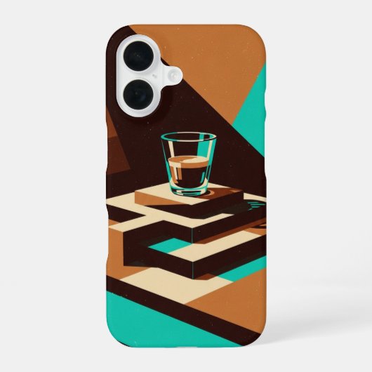 Abstracte Retro Espresso Kunst iPhone 16 Hoesje (Achterkant)