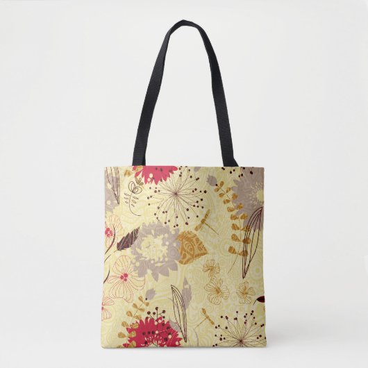 Abstracte Retro Flowers Tote Bag (Voorkant)