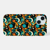 Abstracte retro funk iPhone 15 case (Achterkant horizontaal)
