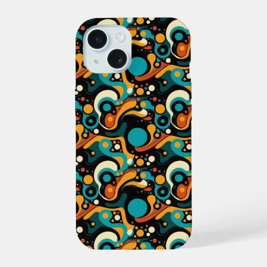 Abstracte retro funk iPhone 15 case (Achterkant)