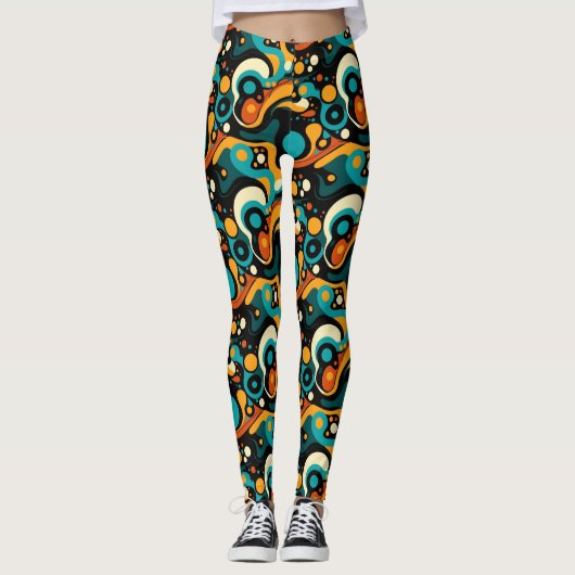 Abstracte retro funk leggings (Voorkant)