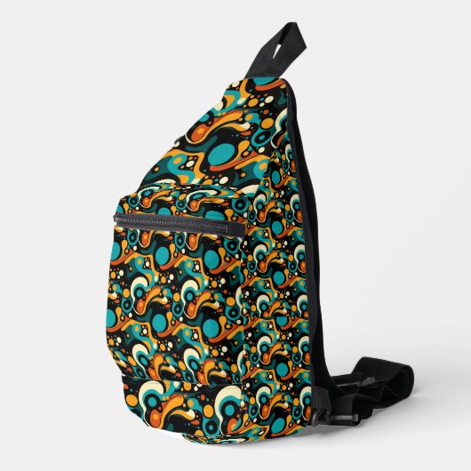 Abstracte retro funk sling bag (Rechterhoek)